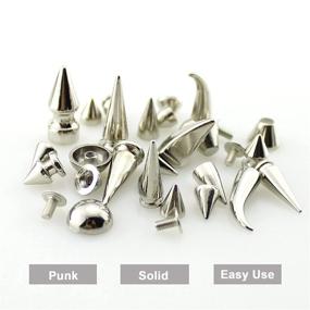 img 1 attached to 🔩 IDIYCLUB 265 Sets of Screwback Silver Punk Spikes and Studs: Multiple Designs Metal Cone Rivets Kit for Leather Crafts, Clothing, Shoes Decoration - Perfect for DIY Projects