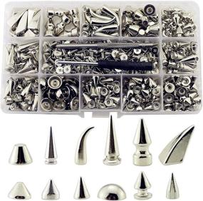 img 4 attached to 🔩 IDIYCLUB 265 Sets of Screwback Silver Punk Spikes and Studs: Multiple Designs Metal Cone Rivets Kit for Leather Crafts, Clothing, Shoes Decoration - Perfect for DIY Projects