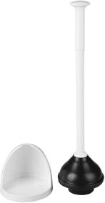 img 1 attached to 🚽 mDesign Heavy Duty Plastic Toilet Bowl Plunger Set - Compact Freestanding Bathroom Storage Caddy with Drip Tray and Base - Modern, Sleek Design - White