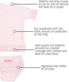 img 1 attached to RuffleButts Baby/Toddler Girls Rash Guard Short Sleeve 2-Piece Swimsuit Set - Polka Dot Bikini, UPF 50+ Sun Protection Included