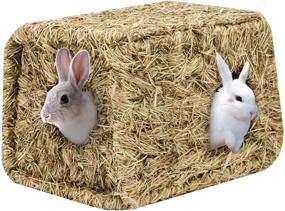 img 4 attached to 🏡 MYFAMIREA Grass House: Hand Woven Play Hay Bed for Rabbits, Guinea Pigs, and Small Animals - Foldable Toy Hut