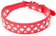 🐶 enhance your beloved pet's style with hootmall rhinestones dog collar - 1" width crystal diamonds studded pu leather collar, perfect for small & medium dogs (m, red) logo