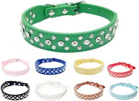 img 1 attached to 🐶 Enhance Your Beloved Pet's Style with HOOTMALL Rhinestones Dog Collar - 1" Width Crystal Diamonds Studded PU Leather Collar, Perfect for Small & Medium Dogs (M, Red)