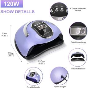 img 3 attached to Professional 168W UV LED Nail Lamp with 4 Timer Setting and Digital Display - Salon-Grade Gel Nail Light for Nail Polish Drying - Auto Sensor Fingernail and Toenail Curing Machine with Protable Handle - Blue