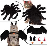 🎃 halloween pet costume set - whaline funny apparel with bat wings, spider clothes, devil horn hairpin, and pumpkin bell for dogs, cats - party dress up логотип