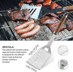 img 3 attached to Grilljoy 30PCS BBQ Grill Tools Set with Thermometer and Meat Injector: Premium Stainless Steel Fork, 🔥 Tongs, and Spatula for Complete Grilling Experience - Portable Bag Included - Ideal Grill Gifts for Men