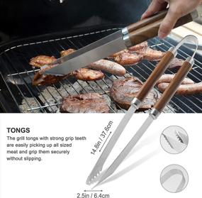 img 2 attached to Grilljoy 30PCS BBQ Grill Tools Set with Thermometer and Meat Injector: Premium Stainless Steel Fork, 🔥 Tongs, and Spatula for Complete Grilling Experience - Portable Bag Included - Ideal Grill Gifts for Men