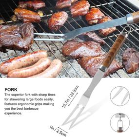 img 1 attached to Grilljoy 30PCS BBQ Grill Tools Set with Thermometer and Meat Injector: Premium Stainless Steel Fork, 🔥 Tongs, and Spatula for Complete Grilling Experience - Portable Bag Included - Ideal Grill Gifts for Men