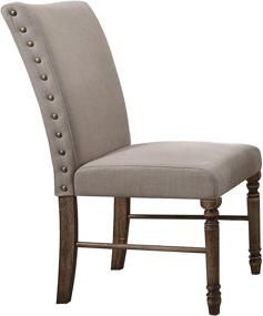 img 2 attached to 🪑 ACME Furniture Levant's Side Chair: Elegant Cream and Distressed Weathered Oak Design