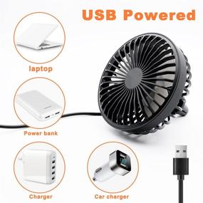 img 2 attached to 🚘 Zuvas Car Fan USB Fan with Night Light - 360° Rotation Clip Fan for Vehicle Air Circulation, 3 Wind Speed Cooling for Car Truck SUV RV Outdoor, Black+