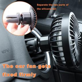 img 1 attached to 🚘 Zuvas Car Fan USB Fan with Night Light - 360° Rotation Clip Fan for Vehicle Air Circulation, 3 Wind Speed Cooling for Car Truck SUV RV Outdoor, Black+