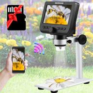 wifi digital microscope hollee: 4.3’’ fhd screen lcd, 2mp, 1000x zoom, wireless stereo camera - compatible with phone, windows, mac, kids education, lab - includes 32gb card logo