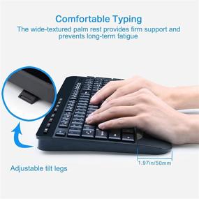 img 3 attached to 🖥️ E-YOOSO Wireless Keyboard and Mouse Combo: Full-Sized Ergonomic Set with Wrist Rest, 3 DPI Adjustable Optical Mice - Perfect for Laptop/Windows/Mac OS/PC