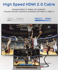 img 1 attached to 🔴 JSAUX 4K HDMI-кабель 10 футов - высокая скорость 18 Гбит/с - 3D, 4K@60Гц, 2160P - аудиовозврат - Ethernet - совместим с PS4, PS3 - красный