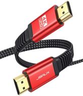 🔴 jsaux 4k hdmi-кабель 10 футов - высокая скорость 18 гбит/с - 3d, 4k@60гц, 2160p - аудиовозврат - ethernet - совместим с ps4, ps3 - красный логотип