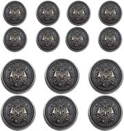 👑 enhance your blazer, suits, or sport coat with a 14 piece crown antiqued black silver metal button set - 15mm 20mm - perfect for uniforms and jackets! logo