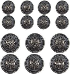 img 4 attached to 👑 Enhance Your Blazer, Suits, or Sport Coat with a 14 Piece Crown Antiqued Black Silver Metal Button Set - 15mm 20mm - Perfect for Uniforms and Jackets!