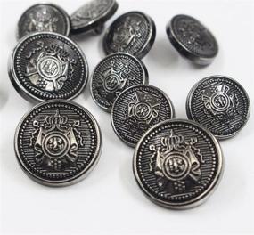 img 2 attached to 👑 Enhance Your Blazer, Suits, or Sport Coat with a 14 Piece Crown Antiqued Black Silver Metal Button Set - 15mm 20mm - Perfect for Uniforms and Jackets!