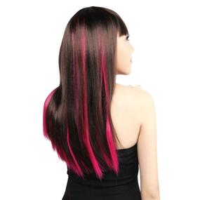 img 1 attached to 🌹 Vibrant and Versatile: Neitsi 10pcs 18inch Colored Highlight Synthetic Clip on Hair Extensions in #F09 Rose