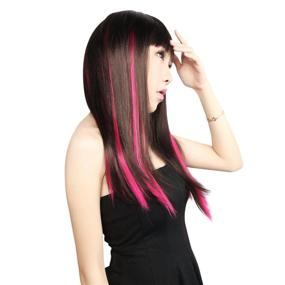 img 2 attached to 🌹 Vibrant and Versatile: Neitsi 10pcs 18inch Colored Highlight Synthetic Clip on Hair Extensions in #F09 Rose