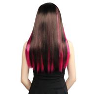 🌹 vibrant and versatile: neitsi 10pcs 18inch colored highlight synthetic clip on hair extensions in #f09 rose logo