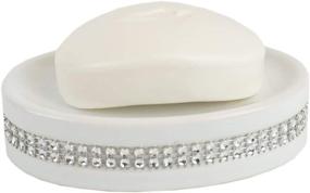 img 1 attached to 🛁 4-Piece Luxury Bath Accessory Set with Gorgeous Sequin Accents in White - Home Basics