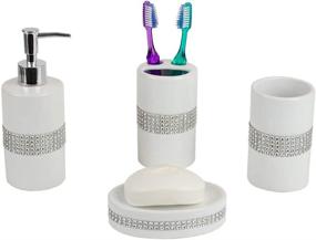 img 4 attached to 🛁 4-Piece Luxury Bath Accessory Set with Gorgeous Sequin Accents in White - Home Basics