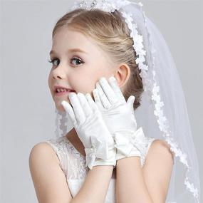 img 2 attached to 🧤 DreamHigh Stretch Satin Dress Gloves for Flower Girls - Perfect for Weddings