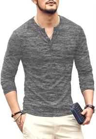 img 1 attached to JXEWW Henley Tshirts Cotton Sleeves Men's Clothing