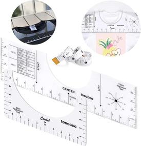 img 4 attached to toscoco T Shirt Ruler Guide: 2 Pcs Vinyl Placement Tool for Perfectly Centered Designs, with Transparent 16'' and 10'' Acrylic T-Shirt Rulers, Includes Soft Tape Measure