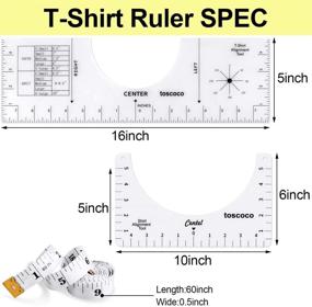 img 2 attached to toscoco T Shirt Ruler Guide: 2 Pcs Vinyl Placement Tool for Perfectly Centered Designs, with Transparent 16'' and 10'' Acrylic T-Shirt Rulers, Includes Soft Tape Measure