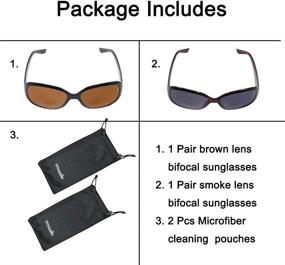 img 1 attached to 🕶️ Designer Color UV Protection Sun Reading Glasses for Ladies - HYKaada 2 Pack Bifocal Reader Sunglasses with 2 Pouches