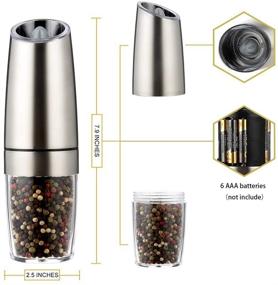 img 3 attached to 🧂 Tesedao Electric Gravity Salt and Pepper Grinder Set: Adjustable Coarseness, One-handed Operation for Pepper, Himalayan Salt, and Spices