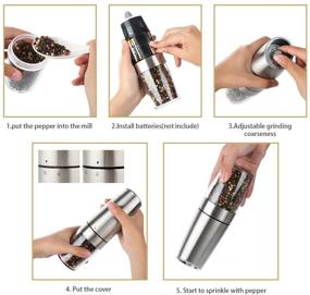 img 2 attached to 🧂 Tesedao Electric Gravity Salt and Pepper Grinder Set: Adjustable Coarseness, One-handed Operation for Pepper, Himalayan Salt, and Spices