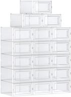 👟 songmics shoe boxes - pack of 18 stackable shoe storage organizers, foldable and versatile for sneakers, fit up to us size 12 - transparent and white ulsp18mwt логотип