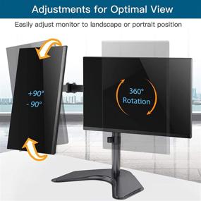 img 3 attached to 🖥️ Huanuo Dual Monitor Stand: Height-Adjustable, Free-Standing Two Arm Monitor Mount for 13 to 32 inch Flat Curved LCD Screens with Swivel and Tilt - Supports 17.6lbs per Arm