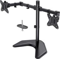 🖥️ huanuo dual monitor stand: height-adjustable, free-standing two arm monitor mount for 13 to 32 inch flat curved lcd screens with swivel and tilt - supports 17.6lbs per arm logo