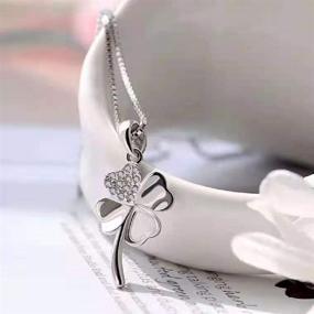 img 2 attached to 🍀 Sterling Silver Serbon Four Leaf Clover Necklace: A Lucky Charm Pendant for Women - Perfect Birthday Gift for Mom, Daughter, or any Girl