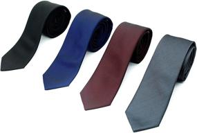 img 1 attached to 👔 TC040E Skinny Neckties for Men: Narrow Style with 4 Classy Colors - Must-Have Accessory