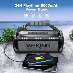 img 1 attached to 🔊 W-KING 50W Портативная колонка с Bluetooth - самая громкая, водонепроницаемая для использования на открытом воздухе с аккумулятором на 8000 мАч, беспроводная колонка с басами Bluetooth 5.0 - 24 часа воспроизведения/колодца TF/AUX/NFC