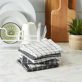 img 1 attached to DII Basic Terry Collection Windowpane Gray Dishcloth Set, 6 Pieces, 12x12