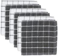 dii basic terry collection windowpane gray dishcloth set, 6 pieces, 12x12 logo