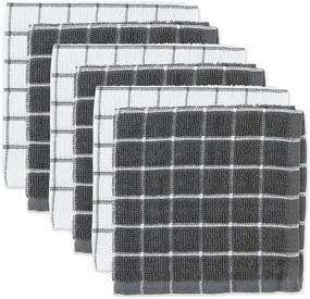 img 4 attached to DII Basic Terry Collection Windowpane Gray Dishcloth Set, 6 Pieces, 12x12