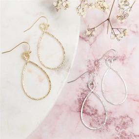 img 1 attached to 🌟 Geometric Cut-Out Drop Earrings - Metallic Open Hoop Dangles with Bohemian Moroccan Cloud, Clover Floral Quatrefoil, and Infinity Leaf Design