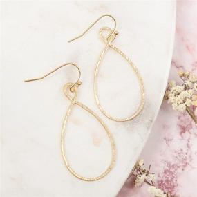 img 2 attached to 🌟 Geometric Cut-Out Drop Earrings - Metallic Open Hoop Dangles with Bohemian Moroccan Cloud, Clover Floral Quatrefoil, and Infinity Leaf Design