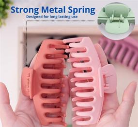 img 1 attached to 💇 Xzentials Large Hair Claw Clips - 4.3-Inch Matte Jaw Clips for Thick Hair, 6-Pack Strong Hold Hair Claws with Bonus Hair Ties for Women and Girls