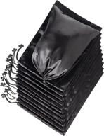 premium satin bags with drawstring - set of 12 for lingerie, jewelry, party favors & more (8 x 11 inch, black) логотип