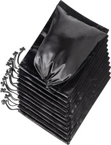 img 4 attached to Premium Satin Bags with Drawstring - Set of 12 for Lingerie, Jewelry, Party Favors & More (8 x 11 inch, Black)