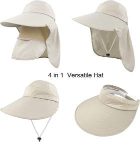 img 2 attached to 👒 Foldable Ponytail Summer Hat with Detachable Flap - Women's Sun Wide Brim UV Protection Fishing Hat