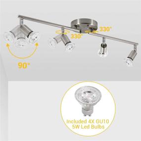 img 3 attached to 💡 4-Light LED Track Lighting Kit in Matte Nickel - Flexibly Rotatable Ceiling Spot Light for Exhibition or Hallway - CRI≥90 - Includes 4x 5W LED GU10 Bulbs (2700K, 510LM)